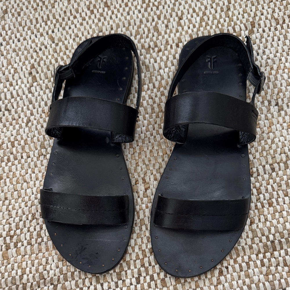 Frye Black Leather Sandals